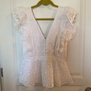 White, eyelet peplum top